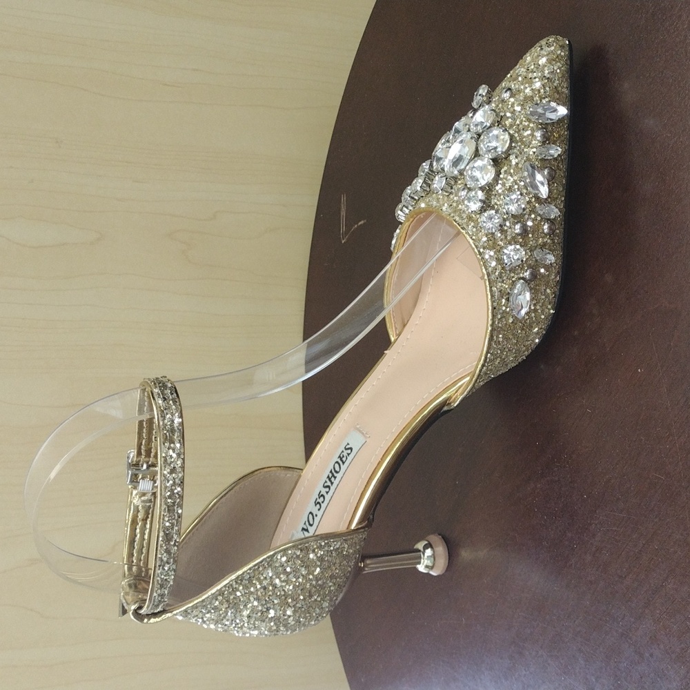 New Gold rhinestone heels